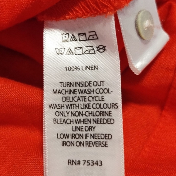 Joie 100% Linen Red- Orange Button-Up Tunic Dress - Picture 7 of 11